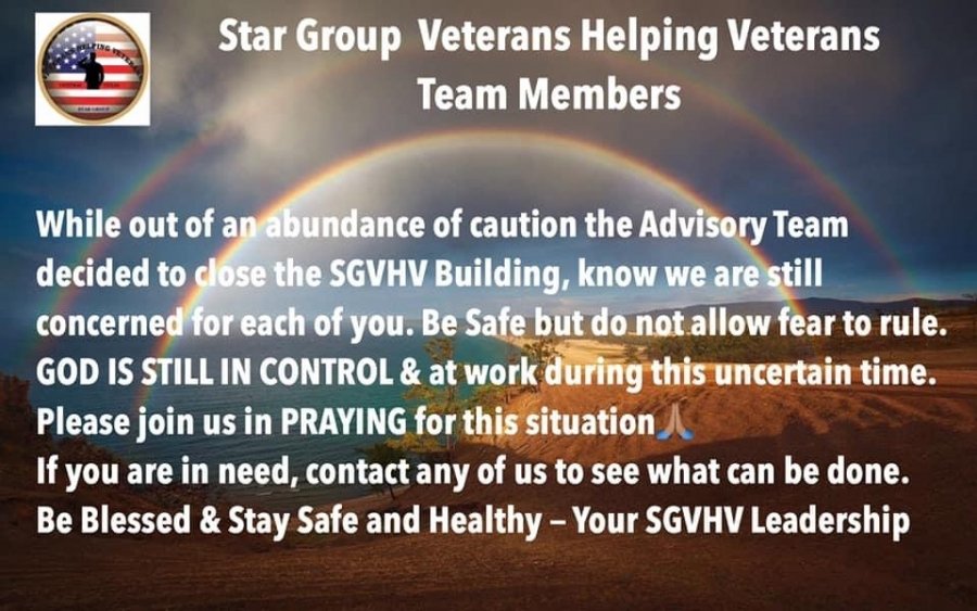 2020 SGVHV Building Closed (due to Covid-19)